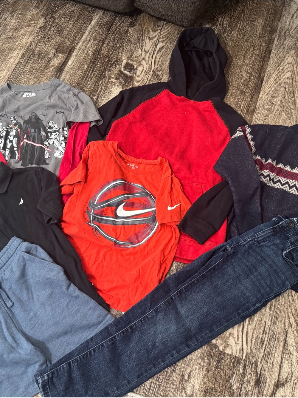 Nike Kids Red & Black Hooded Sweatshirt with Red Graphic Tee